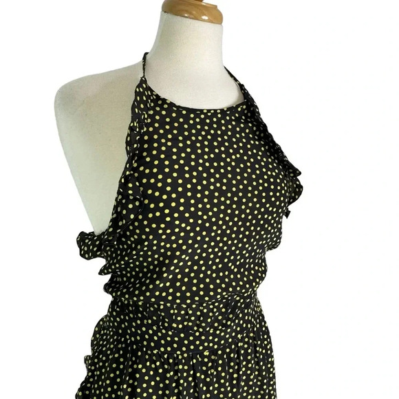 See By Chloe Dot Print Halter Ruffle Dress Black and Yellow Size 8 NWT - Picture 10 of 15